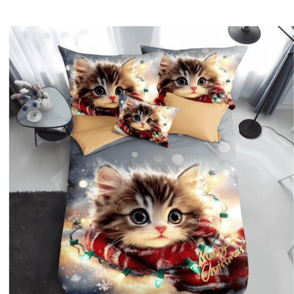 Karácsonyi Kiscicás – Merry Christmas Cipzáros Ágyneműhuzat Szett – 6 Részes