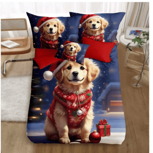 Karácsonyi Golden Retriever Kutyás Cipzáros Ágyneműhuzat Szett – 6 Részes