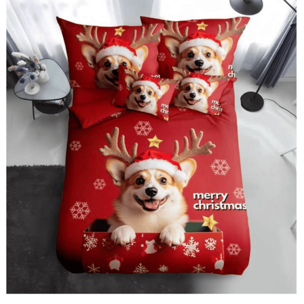 Karácsonyi Corgi Kutyás – Merry Christmas Cipzáros Ágyneműhuzat Szett – 6 Részes